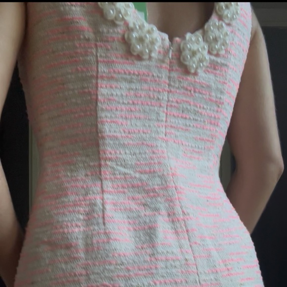 Lilly Pulitzer Pink and White Tweed Boucle and Pearl Nina Dress - Picture 4 of 14